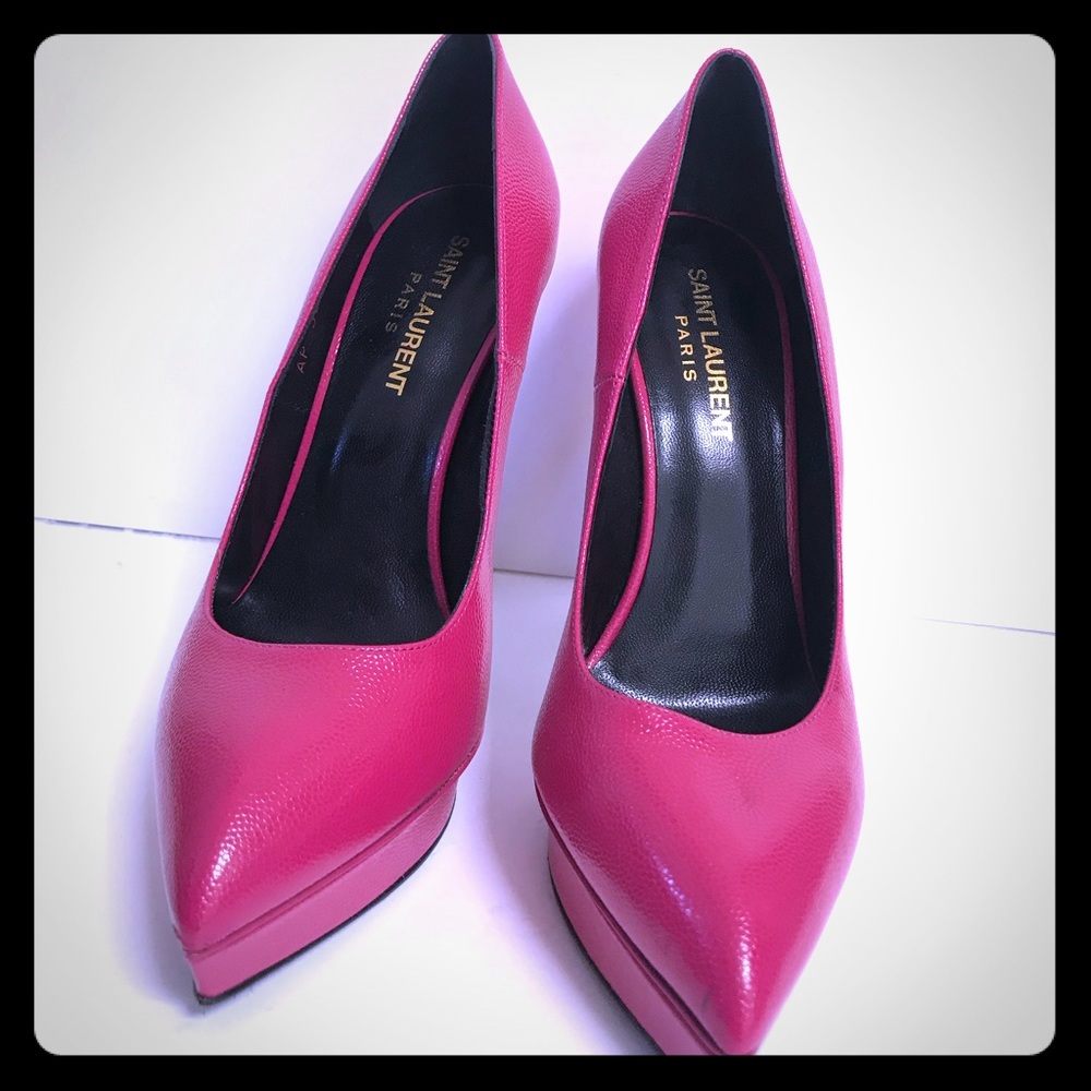 Saint Laurent hot pink platform heels size 37